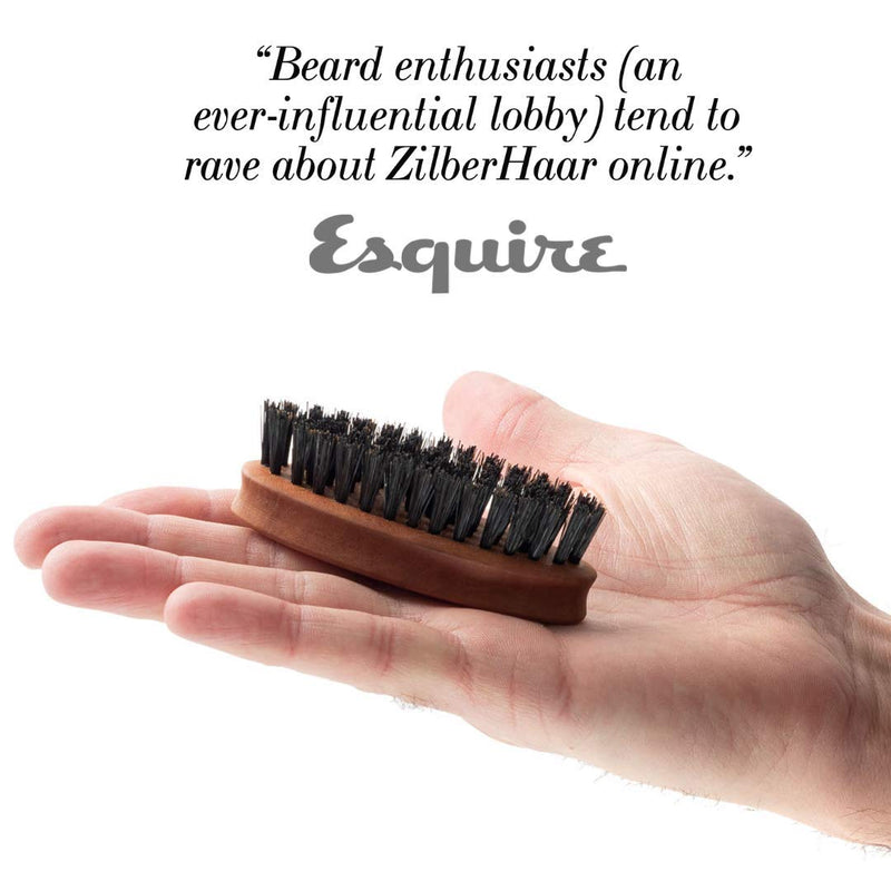 [Australia] - ZilberHaar - Pocket Mustache and Beard Brush - Stiff Boar Bristles and Pearwood - Perfect Beard Grooming Tool for Men - Relieves Beard Itch, Works with all Beard Balms and Beard Oils - Made in Germany 