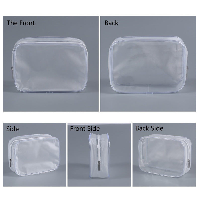 [Australia] - 5 Pack Clear PVC Zippered Toiletry Carry Pouch Portable Cosmetic Makeup Bag for Vacation, Bathroom and Organizing (Small, White) Small 