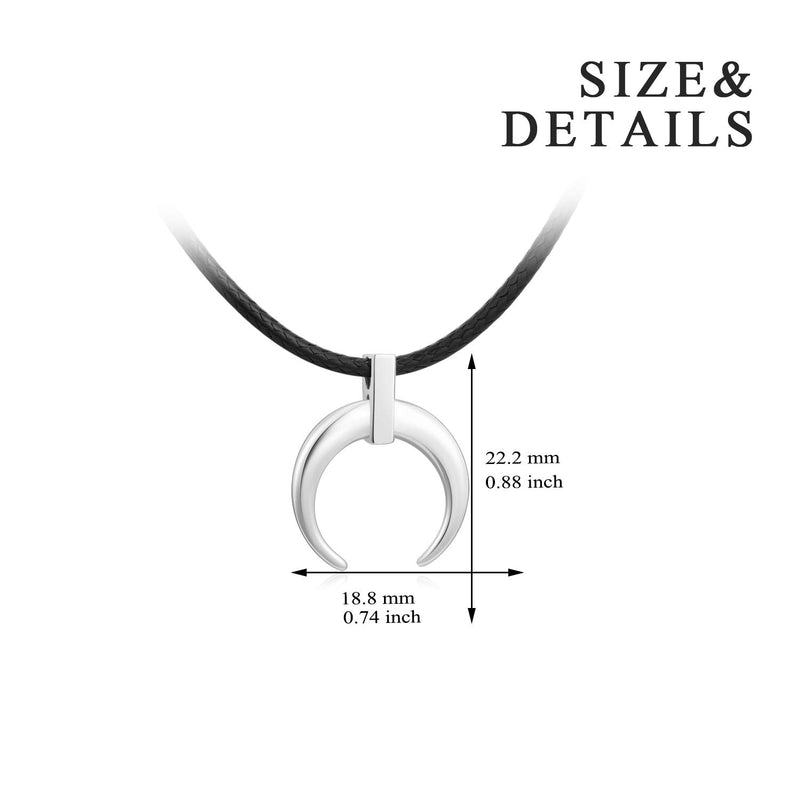 [Australia] - YFN Sterling Silver Crescent Moon Choker Necklace Leather Chokers Gift For Women Girls,14+2" 
