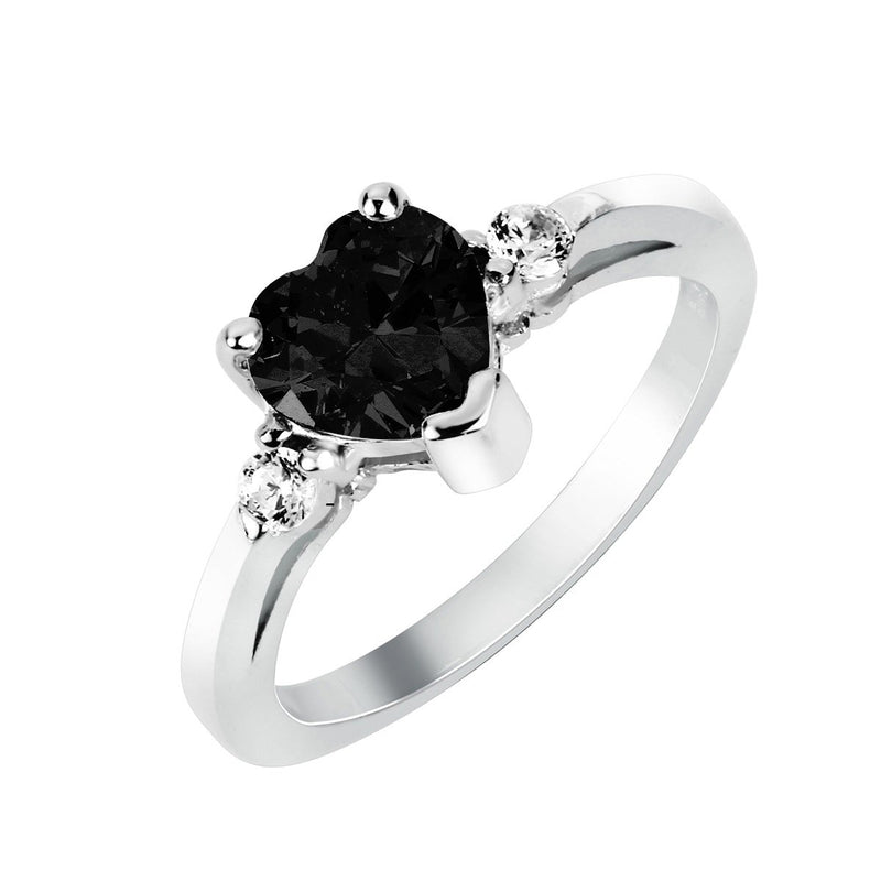 [Australia] - CloseoutWarehouse Cubic Zirconia Heart Promise Ring Sterling Silver (Color Options Size 3-15) Black 