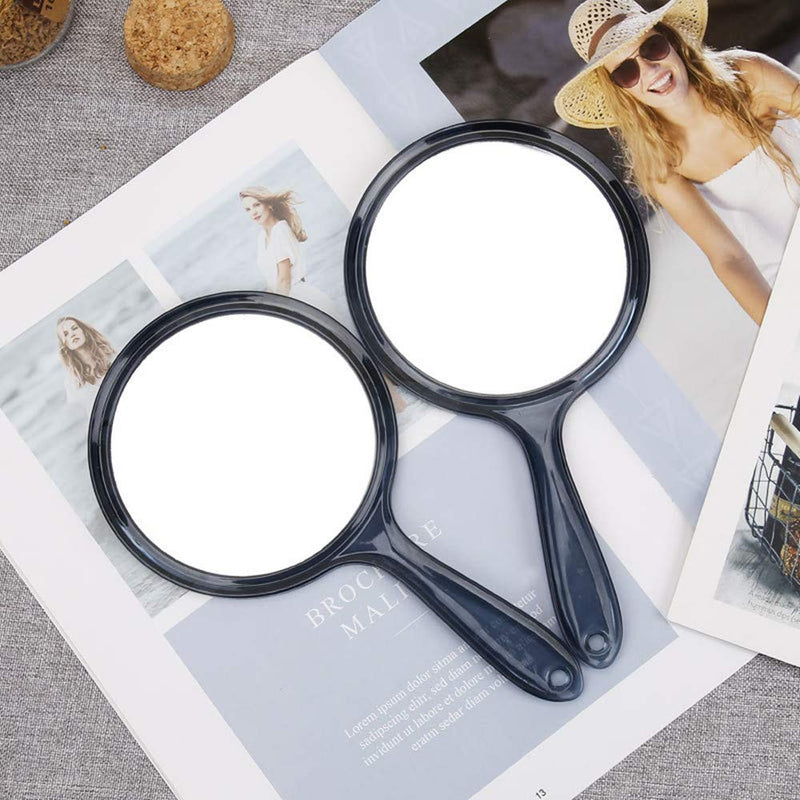 [Australia] - TOPYHL Makeup Hand Mirror, Double-Sided 3X 1x Magnifying Large Travel Handheld Mirror Cosmetic Mirror Acrylic Clear Finish Round Mirror (Black) Black 