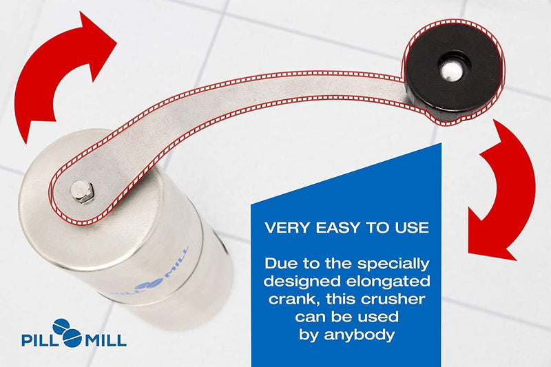 [Australia] - Pill Mill Pill Crusher - Crushes Multiple Tablets to a Fine Powder - Metal Medicine Grinder - Tablet Pulverizer Perfect for Travel - Great for Feeding Tube use, Pets or easier Medicine intake for Kids 