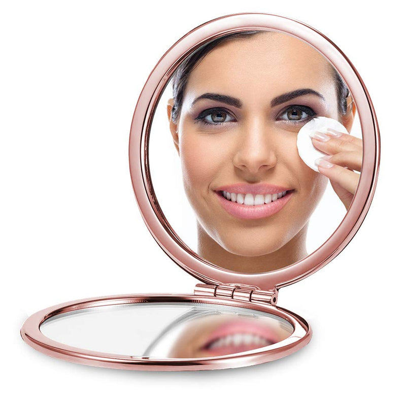 [Australia] - Portable Travel Makeup Mirror- Round Rose Gold 10X Magnification Women Girl Folding Compact Mirror Perfect for Purses /Travel -Crown Crown 