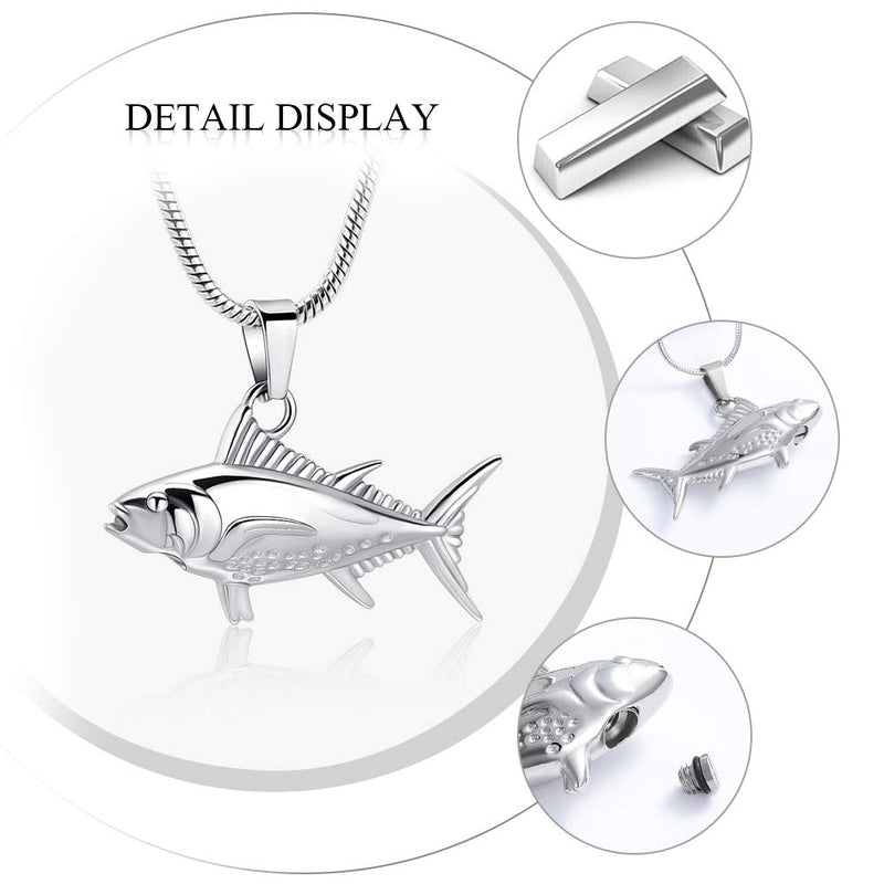 [Australia] - Imrsanl Cremation Jewelry for Ashes Fish Urns Necklace Memorial Keepsake Jewelry Ashes Pendant for Pets/Human Silver 