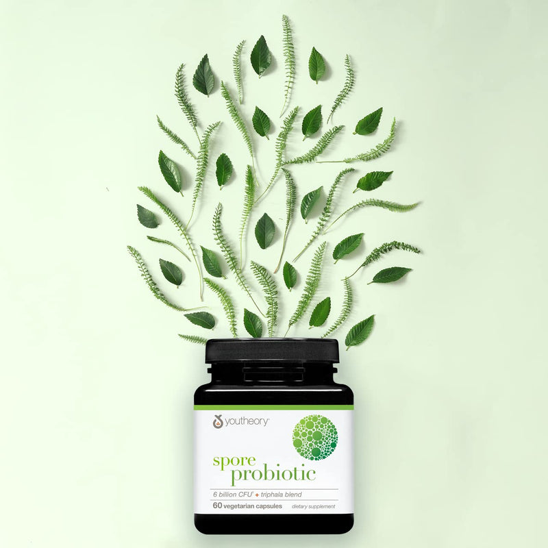 [Australia] - Youtheory Spore Probiotic for Digestive Health, Gluten Free, Dairy Free, Soy Free Probiotics for Women and Men, No Refrigeration Required, 60 Capsules 