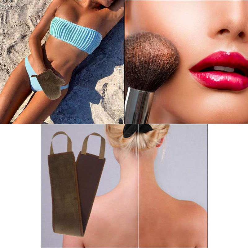 [Australia] - 4Pack Self Tanning Mitt Applicator Kit Set, with Self Tanner Mitt, Lotion Applicator for Back, Exfoliating Glove, Face Brush for Fake Bake Sunless Tan Brown 