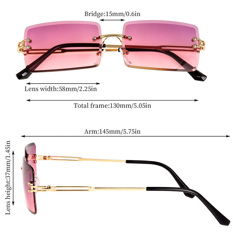 [Australia] - FANTESI 3 Pcs Square Rimless Sunglasses Fashion Frameless Glasses Eyewear Rectangle Transparent Glasses for Women Men (Random Color) 