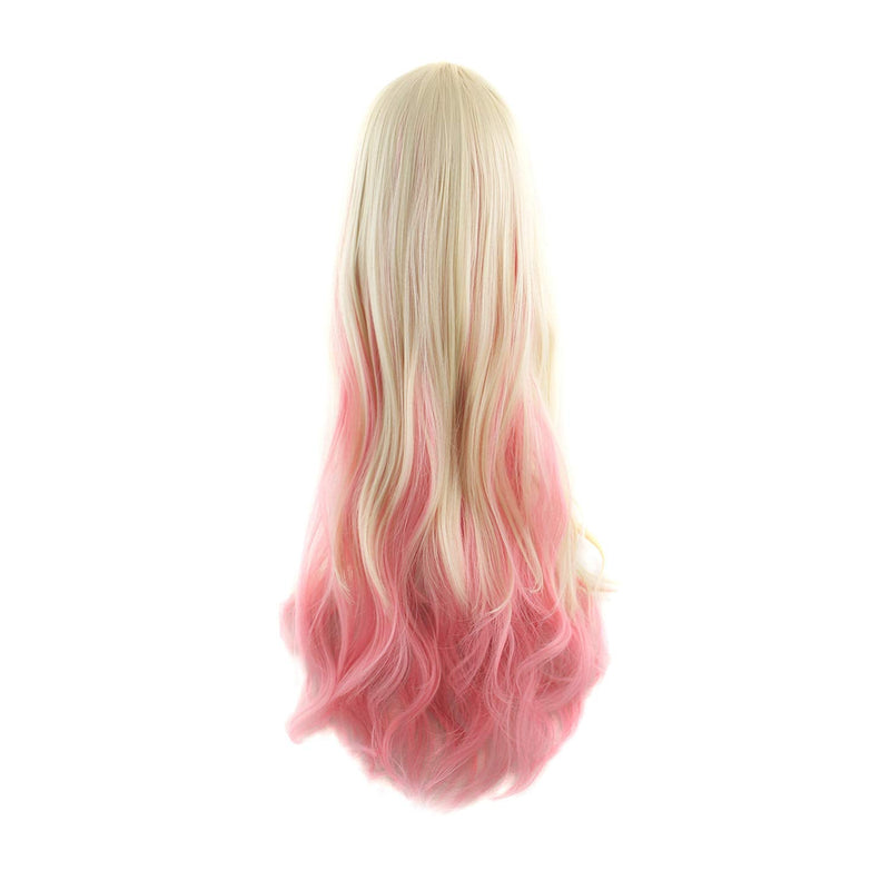 [Australia] - MapofBeauty Beautiful Long Wavy Harajuku Style Cosplay Wig (Beige/Pink) Beige/Pink 
