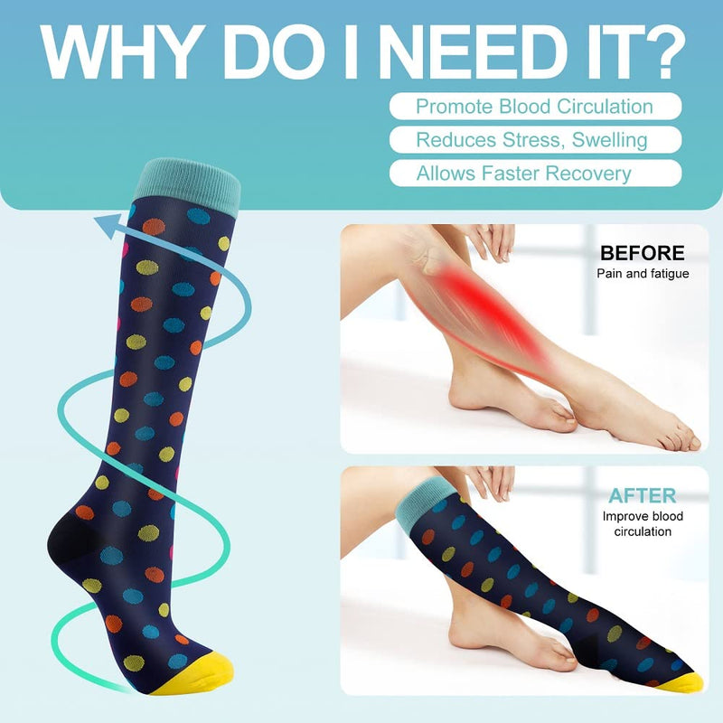 [Australia] - Compression Socks, (7 Pairs) for Men & Women 15-20 mmHg is Best for Athletics, Running, Flight Travel, Support S-M Black 