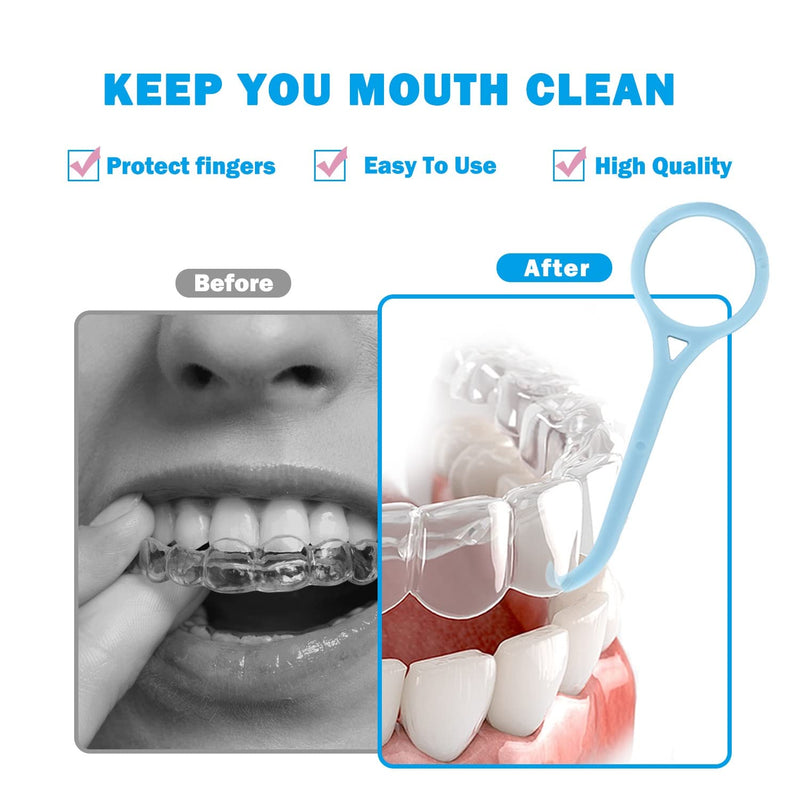 [Australia] - 5 Pcs Aligner Removal Tool, Invisible Tooth Removal Aligner Chewies and Removal Tool Kits, Braces Tooth Hook for Oral Care (Blue) 