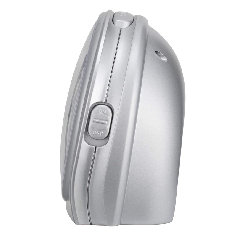 [Australia] - 5.5" Silent Analog Alarm Clock Non Ticking, Gentle Wake, Beep Sounds, Increasing Volume, Battery Operated Snooze and Light Functions, Easy Set ,Silver(Best for Elder) Silver 