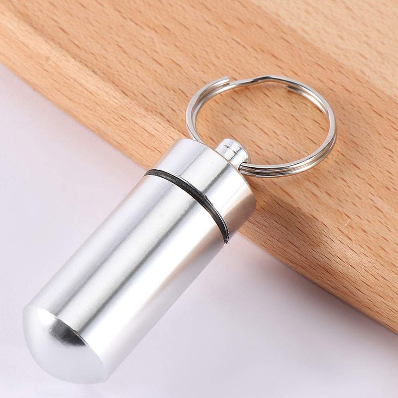 [Australia] - 3Pcs 49 x 17mm Mini Box Keyring-Waterproof Aluminum Travel Small Holder Keychain Portable Mini Box Case Bottle Container Sliver Color 