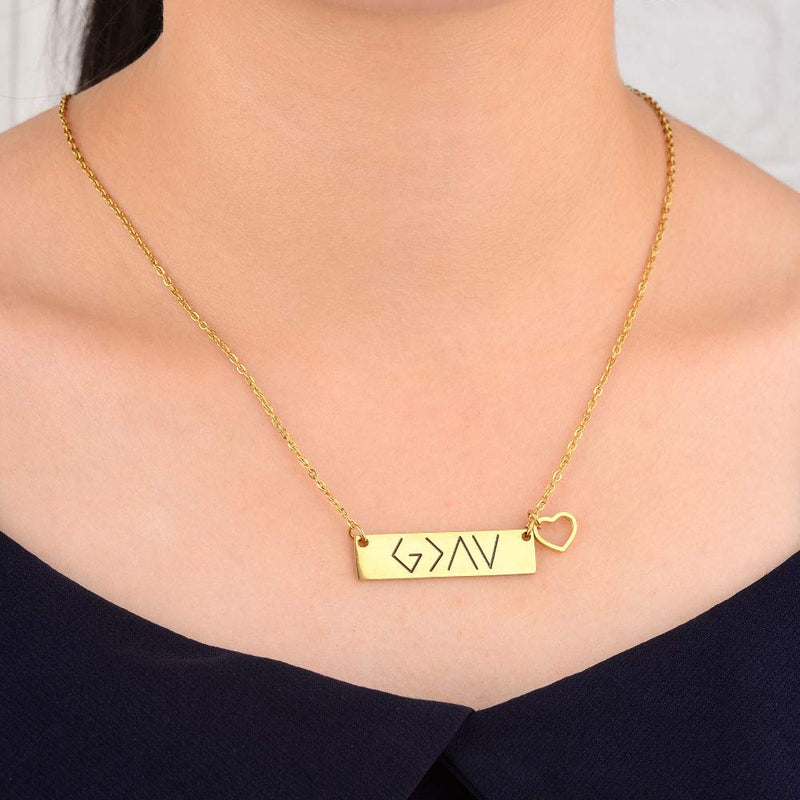 [Australia] - SUNSH God is Greater Than The Highs and Lows Pendant Necklaces for Women Girls Coordinates Specific Bar Necklace Religious Gift Jewelry Gold GOD Golden Necklaces 