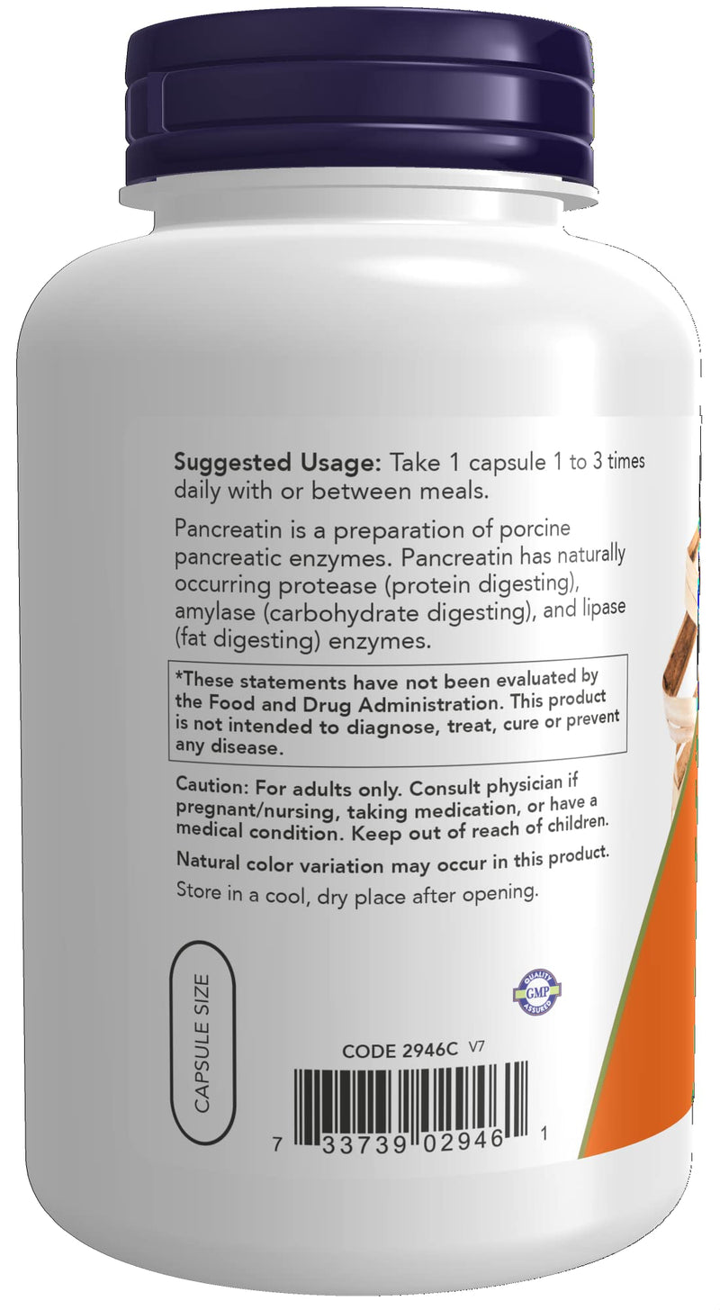 [Australia] - NOW Supplements, Pancreatin 2000 with naturally occurring Protease (Protein Digesting), Amylase (Carbohydrate Digesting), and Lipase (Fat Digesting) Enzymes, 250 Capsules 250 Count (Pack of 1) 