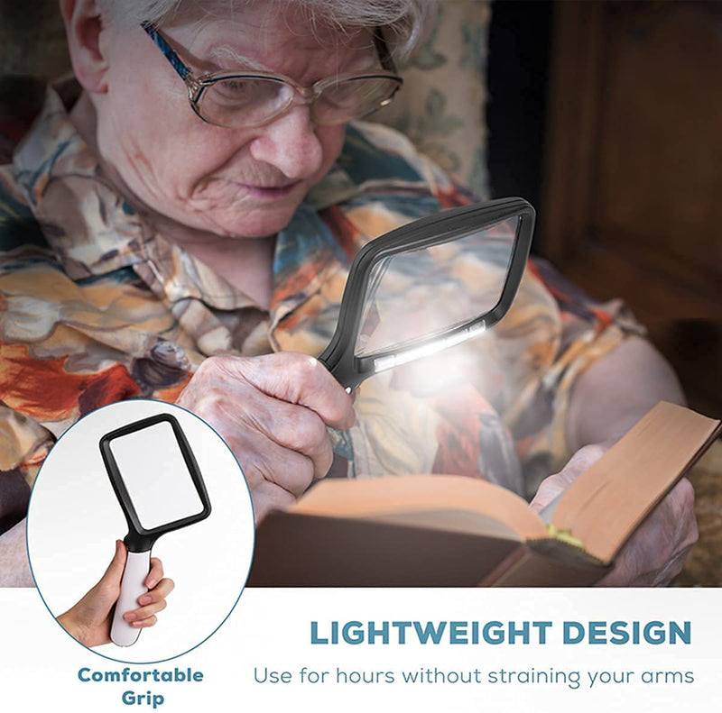[Australia] - VOCA Magnifying Glass with Light, 3X Foldable Large Rectangle Reading Magnifier with Dimmable LED Light for Seniors, Newspaper, Books, Small Print, Lighted Gift for Low Visions Standard 