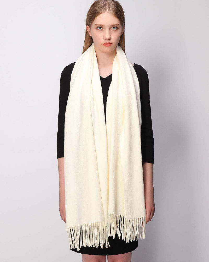 [Australia] - RIIQIICHY Women Scarf Pashmina Shawls and Wraps Wavy Design Warm Winter More Thicker Soft Scarves for Women Ivory 