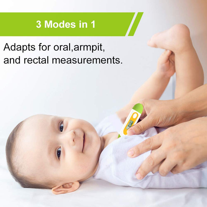 [Australia] - Easy@Home Digital Oral Thermometer for Kid, Baby, and Adult, Oral, Rectal and Underarm Temperature Measurement for Fever with Alarm EMT-021-Green 
