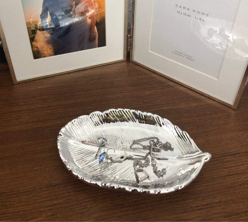 [Australia] - FairDeco Silver Electroplating Ceramic Leaf Trays, Small Jewelry Storage Box Decorative Centerpiece Accents 