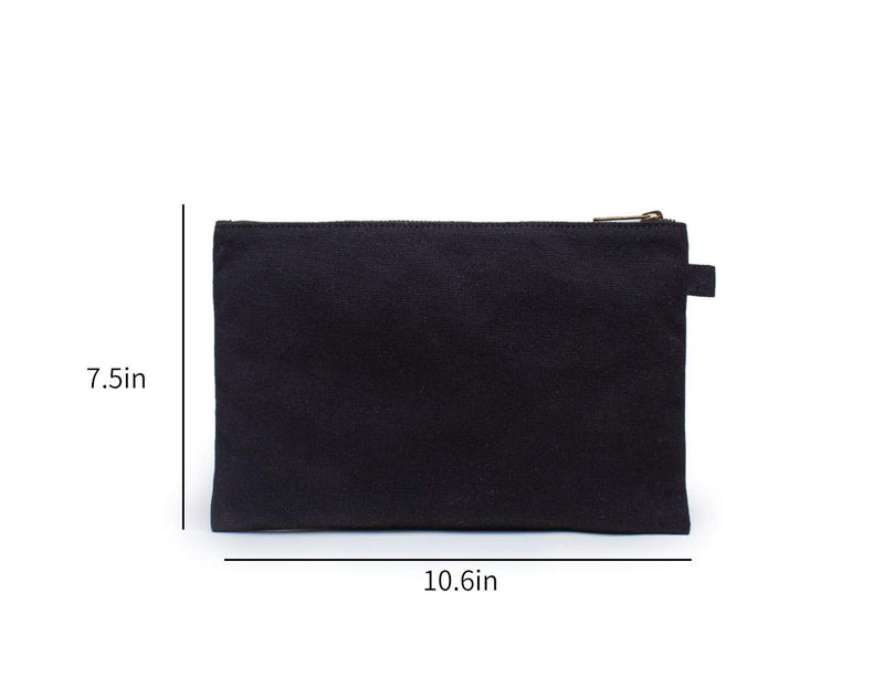 [Australia] - Cosmetic Bag Multipurpose Makeup Bag with Zipper Cotton Canvas Bag Travel Toiletry Pouch DIY Craft Bag Pencil Bag (Black, s) Black Small 