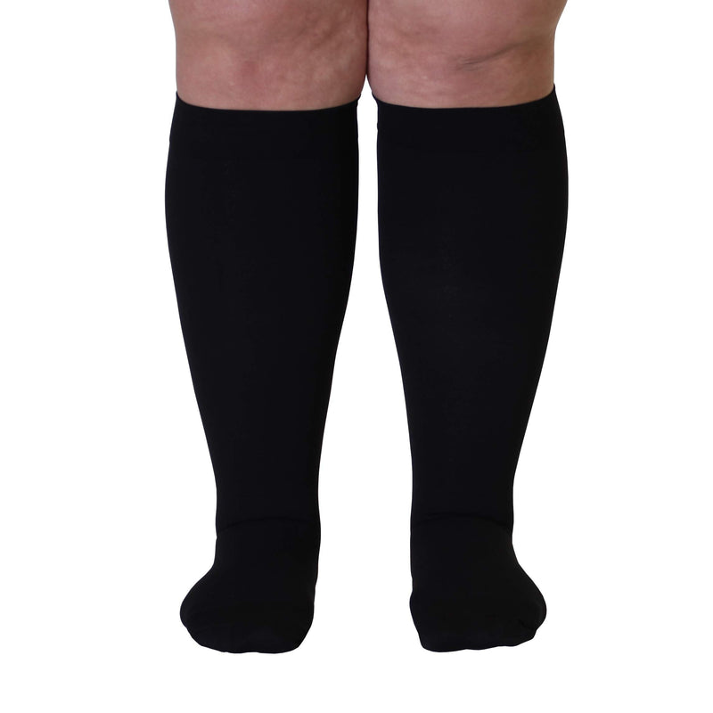 [Australia] - 4XL Mojo Compression Socks 20-30mmHg for Extra XX-Wide Ankle Calf Opaque Graduated Bariatric Support Stockings - Lymphedema Plus Size XXXX-L Black Closed Toe AB201BL7 4X-Large 