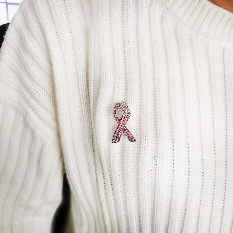 [Australia] - Gzrlyf Breast Cancer Awareness Pins Ribbon Pink Rhinestone Brooch Jewelry Ribbon Brooch 