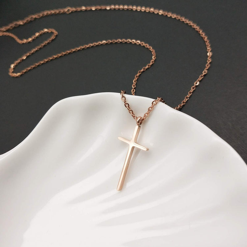 [Australia] - MOMOL Tiny Cross Pendant Necklace, 18K Gold Plated Stainless Steel Cross Necklace Simple Small Dainty Cross Pendant Christian Religious Chain Necklace for Women Girls 3 