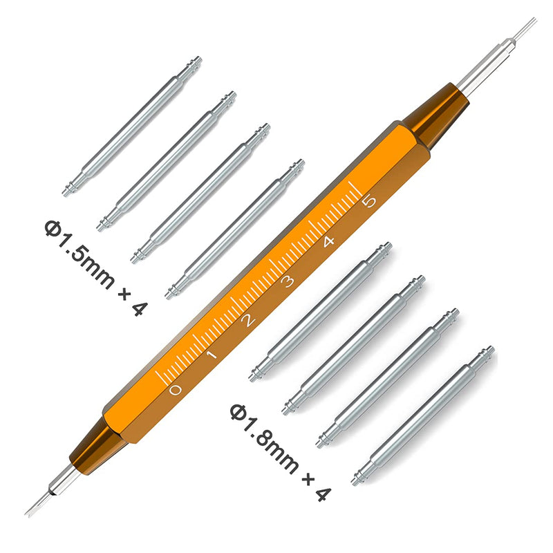[Australia] - Wellfit Watch Pins with a Spring Bar Tool, 4pcs 1.8mm Thickness Heavy Duty Spring Bars, 4pcs 1.5mm Stainless Steel Watch Band Pins, a Spring Bar Removal Tool 16mm 