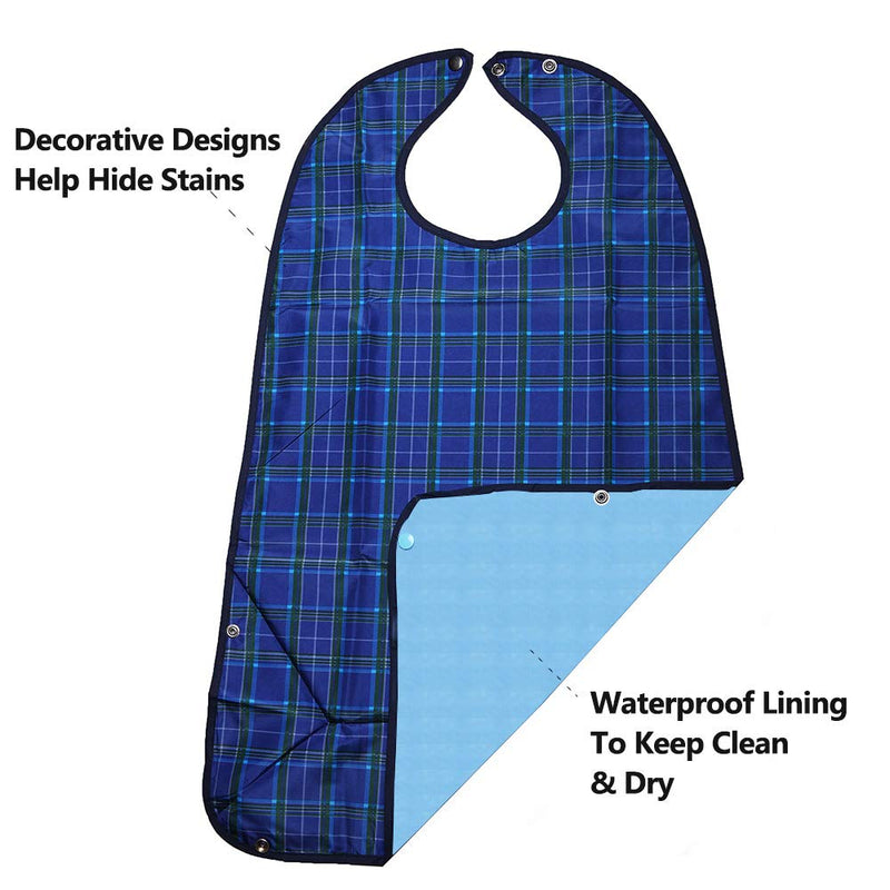 [Australia] - 3 Pack Adult Bibs for Eating, Waterproof Clothing Protector with Crumb Catcher, Machine Washable Adult Bibs for men/women… Red-snap 