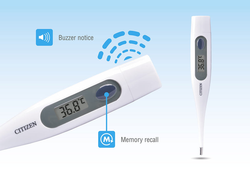 [Australia] - Citizen CTA303 Digital Thermometer, Water Resistant, Antibacterial casing with Fever Alarm. Accurate and Fast Readings for Adults and Children., White 