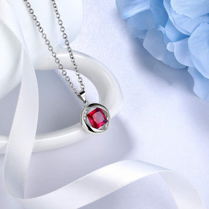 [Australia] - Besilver Christmas Birthstone Jewelry Gift Women Girl 925 Sterling Silver Birthstone Solitaire Necklace Earrings Set Elegant Birthday Jewelry Gift July 