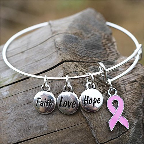[Australia] - CMajor Pink Ribbon Breast Cancer Awareness Expandable Bangle Bracelet 