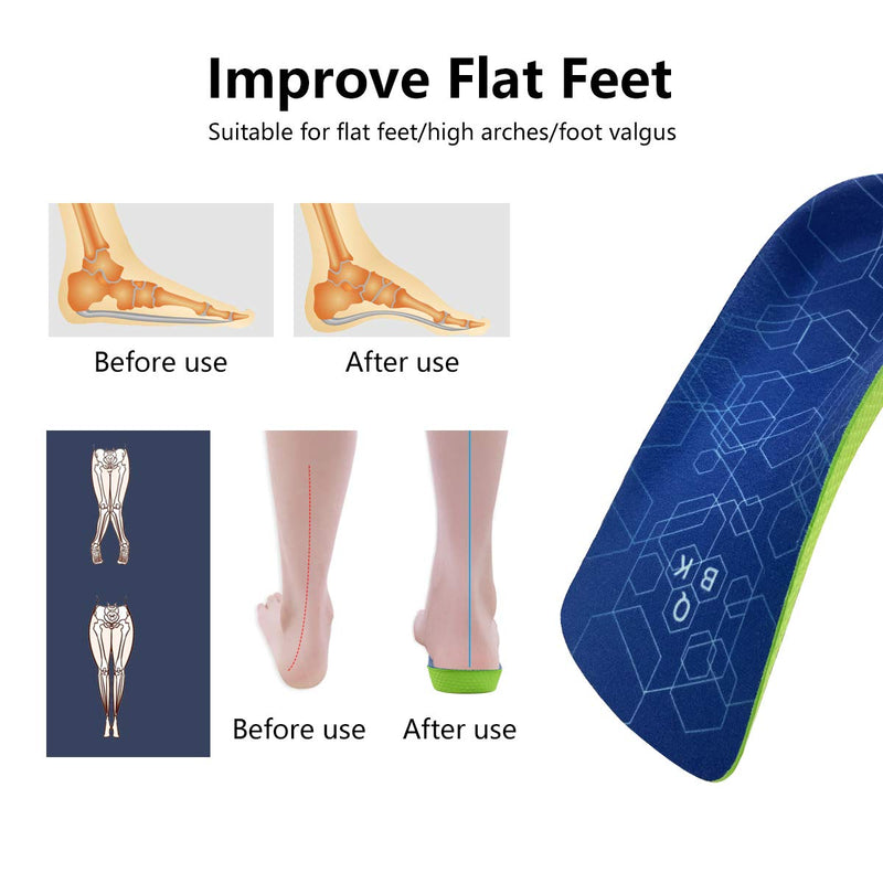 [Australia] - Orthotic Insoles, QBK Insoles for Plantar Fasciitis Support, 3/4 Length High Arch Support Shoe Inserts Suitable for Walking, Standing All Day, Dispersal Heel Pressure and Pain Relief, L L: 9-10.5 