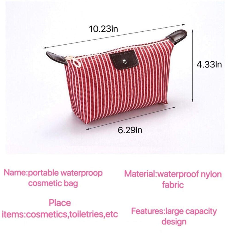 [Australia] - Waterproof Stripe Cosmetic Bag, Foldable, Large-capacity Design, Multifunctional Bag for Cosmetics, Toiletries, Stationery, etc, 6 Packs. 