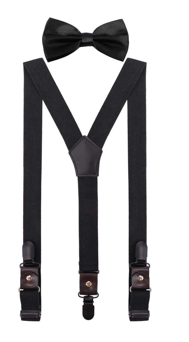 [Australia] - CEAJOO Men Boys' Suspenders and Bow Tie Set Adjustable with Black Metal Clips S: 24" (6 month-3 yrs) 1_ Black 