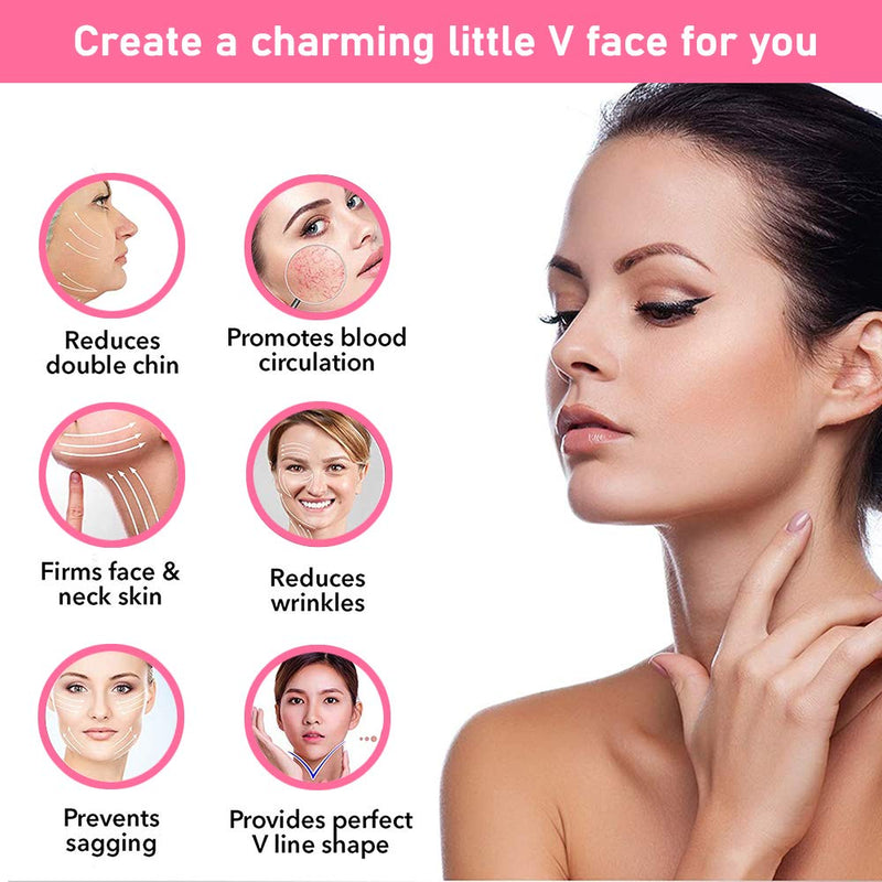 [Australia] - Face Slimming Strap,Queenii Chin Strap V Line Face Lifting Belt, Double Chin Reducer, Pain-Free Women Eliminates Sagging Skin Lifting Firming Anti Aging-Facial Mask Strap (Pink) Pink 