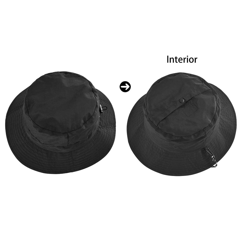 [Australia] - FEICUI Men Women Outdoor Bucket Hat Quick Dry Packable Boonie Hat UV Protection Sun Hat Black 