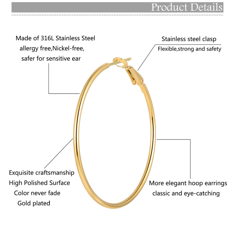 [Australia] - Cuicanstar Hoop Earrings - Stainless Steel Hypoallergenic Geometric Huggie Hoops Loop Earrings for Women Girls Set. 12 Pairs Silver Gold Rose Gold 