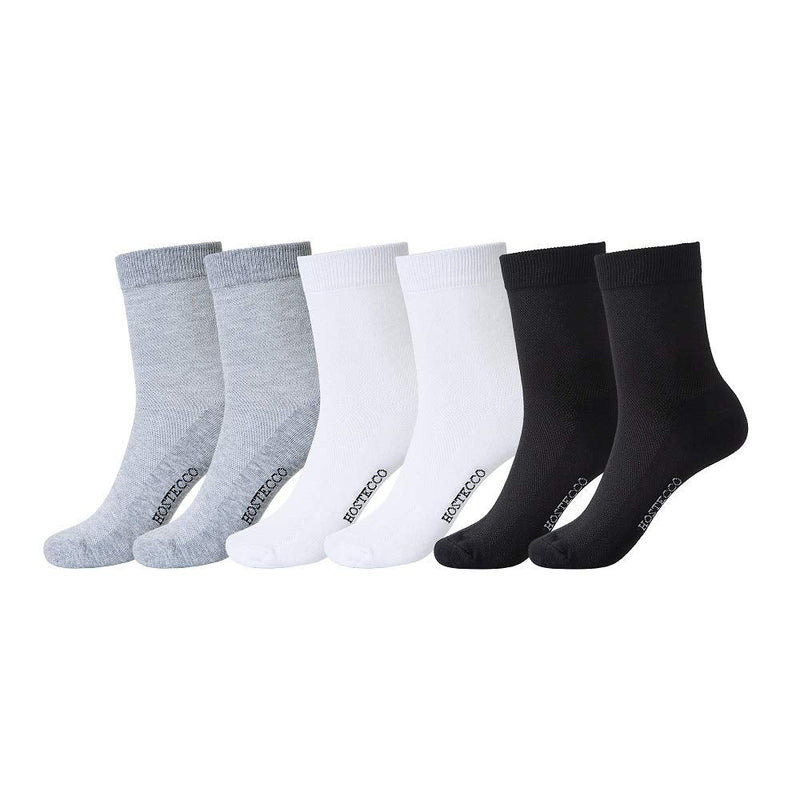 [Australia] - HOSTECCO Odor Resistant Socks for Men and Women 6 Pairs Moisture Wicking Socks Low Cut White Black Grey Cotton Socks Black,grey,white 