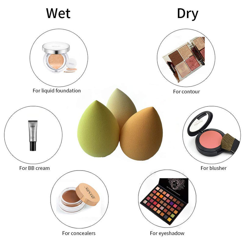 [Australia] - Beauty Egg 3 Pcs Set，For Liquid Foundation, Creams, and Powders，Latex Free Wet and Dry Makeup Sponge(orange) orange 