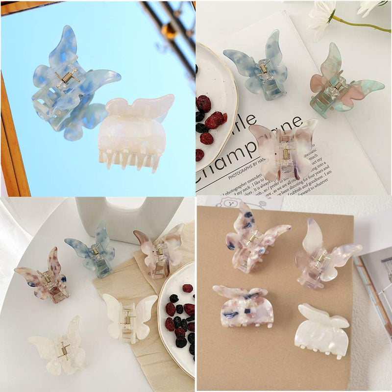 [Australia] - 4 Pcs Butterfly Hair Claw Clips Vintage Hair Clamps Non-slip Hair Claw Jaw Clips Hair Catcher Barrette Head Piece for Women Girls Fashion Accessories Headwear 