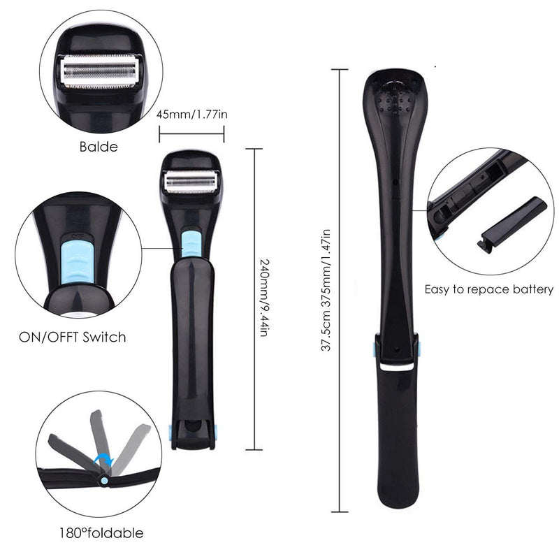 [Australia] - Men's Electric Back & Body Shaver,Large Razor with Adjustable Length Telescopic Handle for Men Back Hair Body Groomer Trimmer Removal. Adjustable Foam Handle 