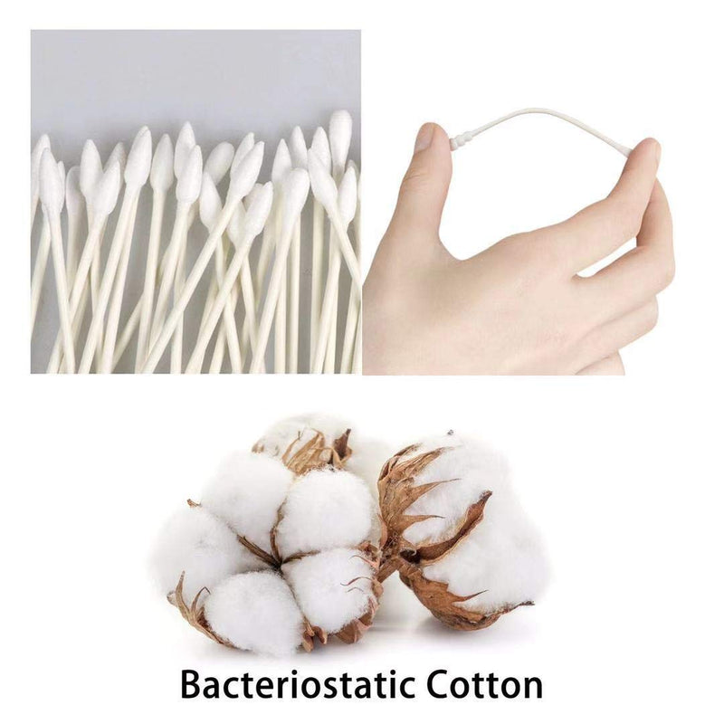 [Australia] - 800pcs Cotton Swabs, Double Tipped Cotton Buds with Paper Stick, 4 Packs of 200 Pieces, Pointed Shape 