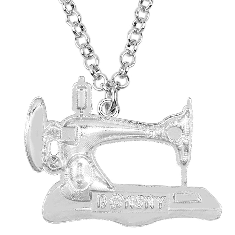 [Australia] - BONSNY Statement Enamel Rhinestone Chain Sewing Machine Necklaces Pendant Original Design for Women Girls Jewelry Pink 