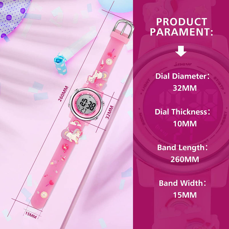 [Australia] - Kids Watches Girls Watch Ages 3-12 Toddler Digital Sports Waterproof 3D Cartoon 7 Color Lights Wrist Watch for Girls Little Child Pink 