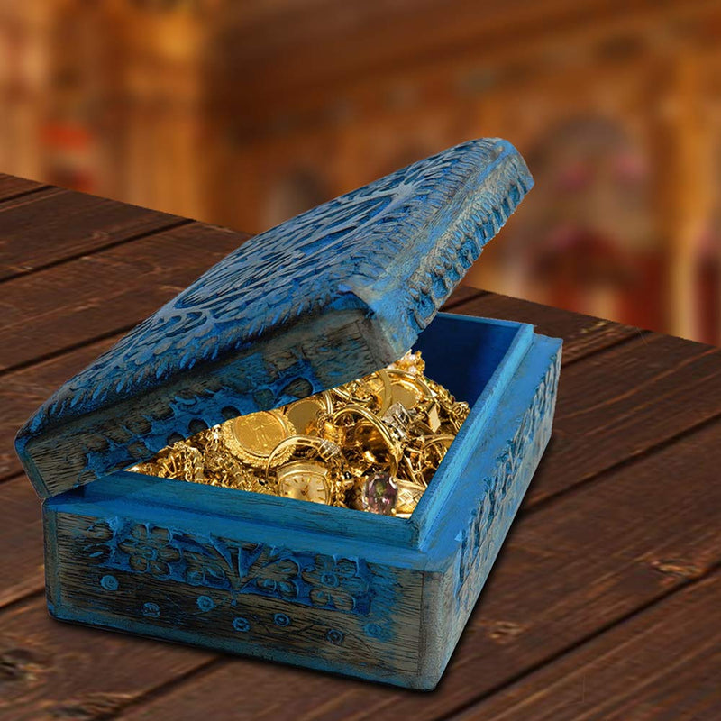 [Australia] - BHAVATU |Wooden Jewelry Box, Jewelry Box, Tarot Box, Celestial Home Decor, Witch Box, Tree of Life, Trinket Box |Size- 8" x 5" x 2.5",| Decorative Storage Bin 