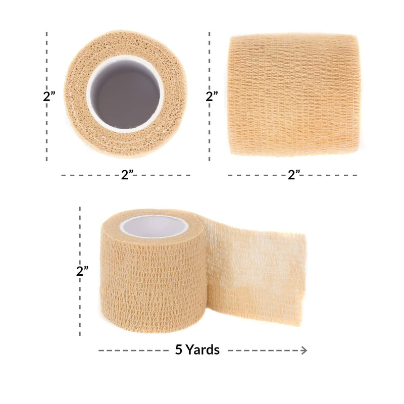 [Australia] - Ever Ready First Aid Self Adherent Cohesive Wrap Bandages, 2” x 5 Yards for First Aid, Sprains, Swelling, Sports, Pets, Tan Color – 12 Count 