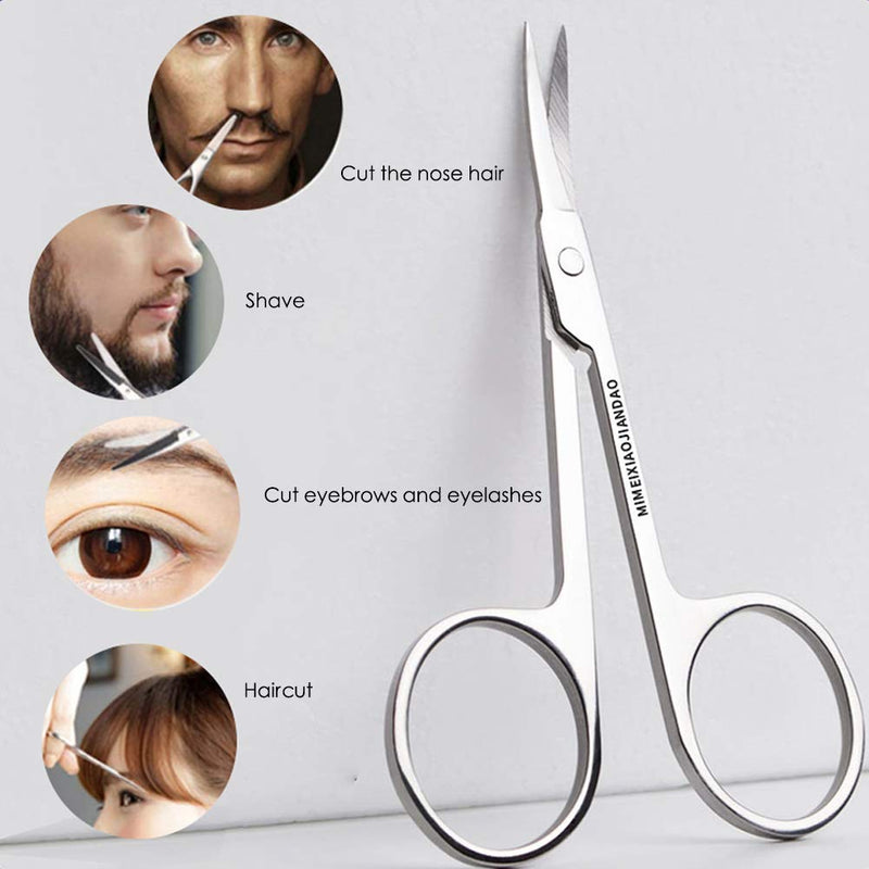 [Australia] - NEWEST Eyebrow Scissors and Three Eyebrow Brushs, beard and nose trimming scissors eyelash with curved craft stainless steel scissors 