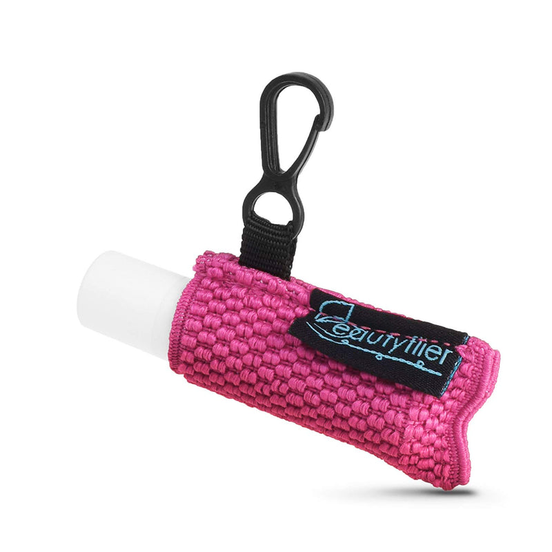 [Australia] - Beautyflier Clip-on Sleeve Chapstick Pouch Keychain Lipstick Holder Elastic Lip Balm Holster Travel Accessories (Black/Hot Pink/Purple/Robin Egg Blue/Pink) Black/Hot Pink/Purple/Robin Egg Blue/Pink 