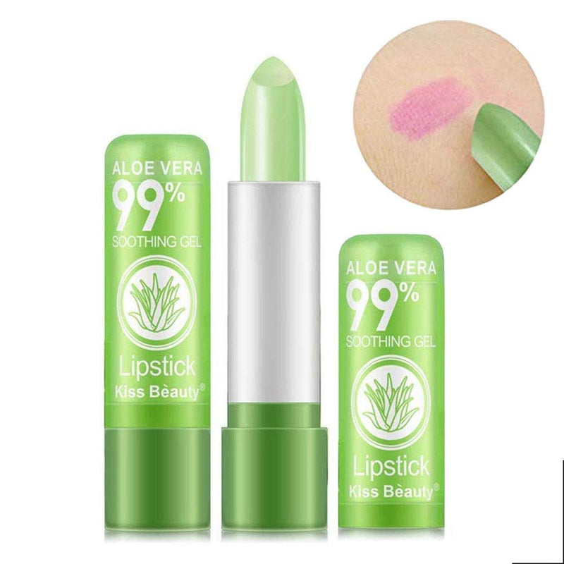 [Australia] - 2 Pack Aloe Vera Lipstick, Firstfly Long Lasting Nutritious Lip Balm Lips Moisturizer Magic Temperature Color Change Lip Gloss (Green) Green 