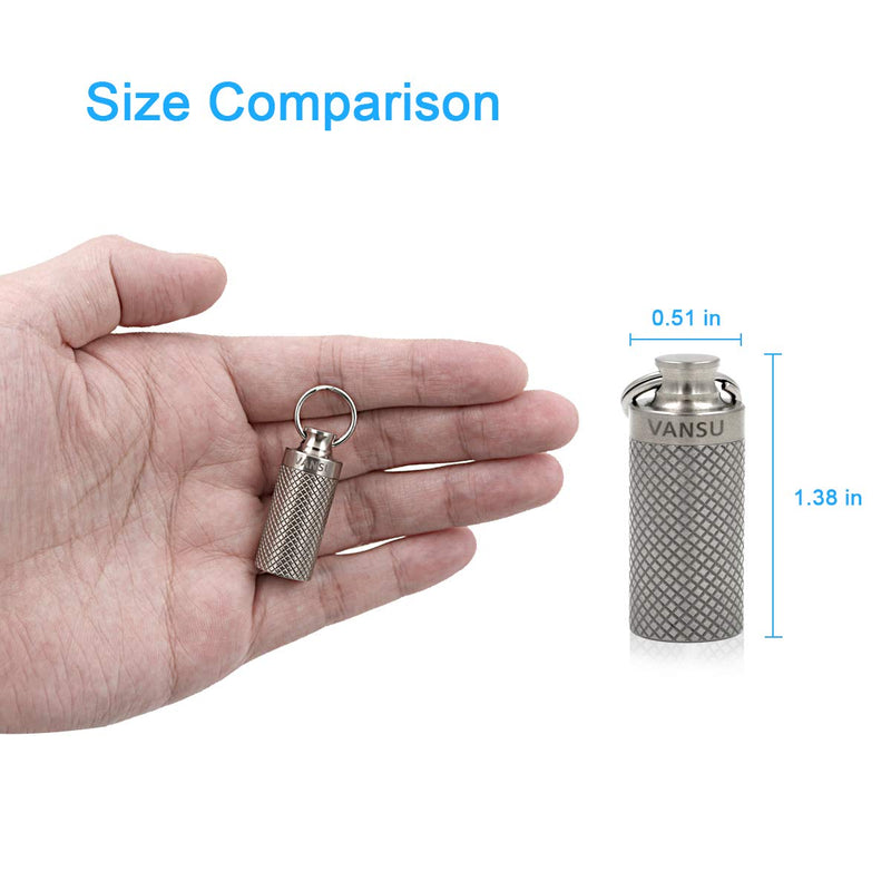 [Australia] - VANSU Titanium Waterproof Keychain Pill Holder Container Portable Mini Size Pill Box Case for Outdoor Travel Camping 